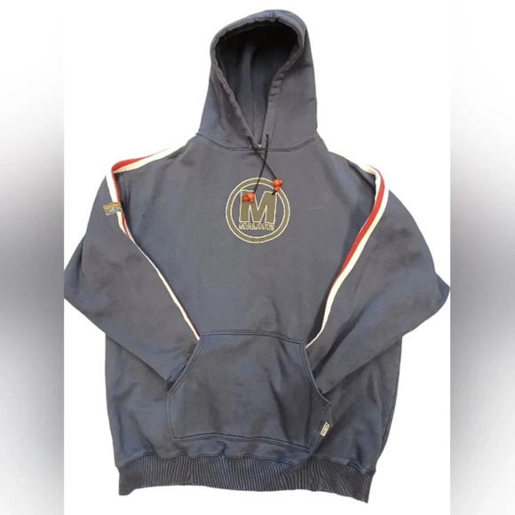 Maurice Malone L/S Blue Hooded Sweat Shirt GUC Vintage Size XXL - Picture 7 of 12